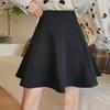 2024 Spring High-Waist A-Line Black Skirt for Women - College Style, Slim Fit, Anti-Exposure