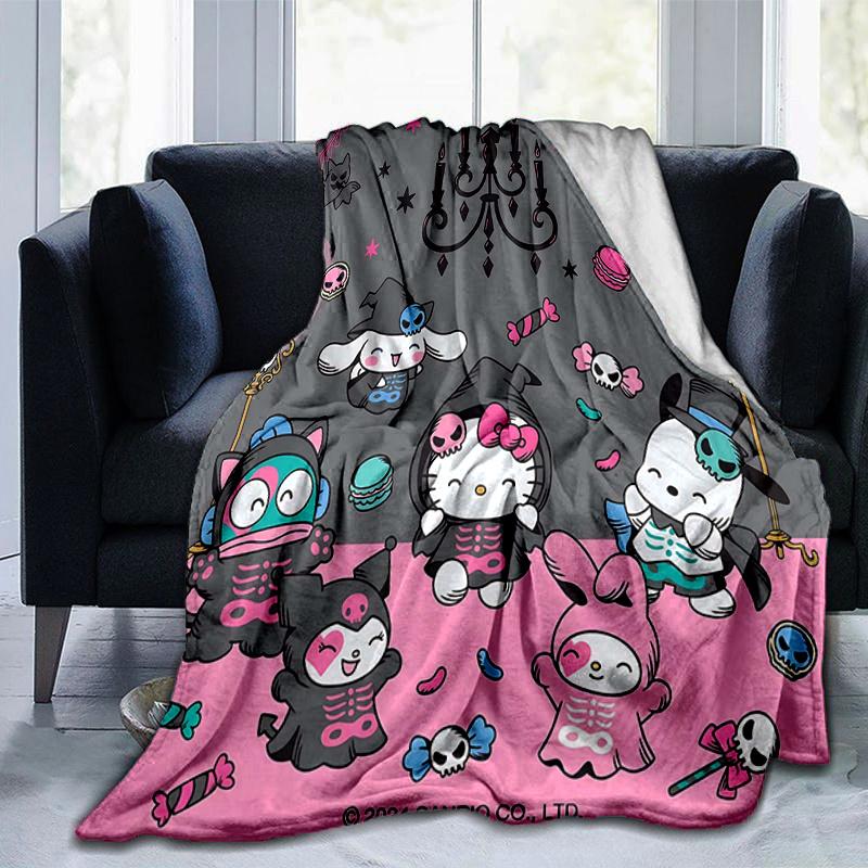 1pc Hello Kitty & Friends Halloween Adventure Blanket, Perfect for Home Decor, Gift Idea, Seasonal Use, Living Room, Travel, Camping, Car Blankets, Be