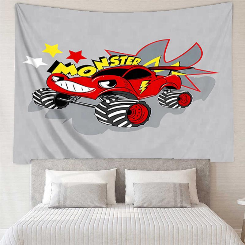 Truck Print Tapestry, Backdrop, Easy Setup, Ideal for Bedroom, Office & Living Room, with Aesthetic Wall Hanging Decor.