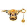 Genie Lamp Vintage Decoration Collectable Rare Small Zinc Alloy Legend Genie Light Gold Sapphire Blue