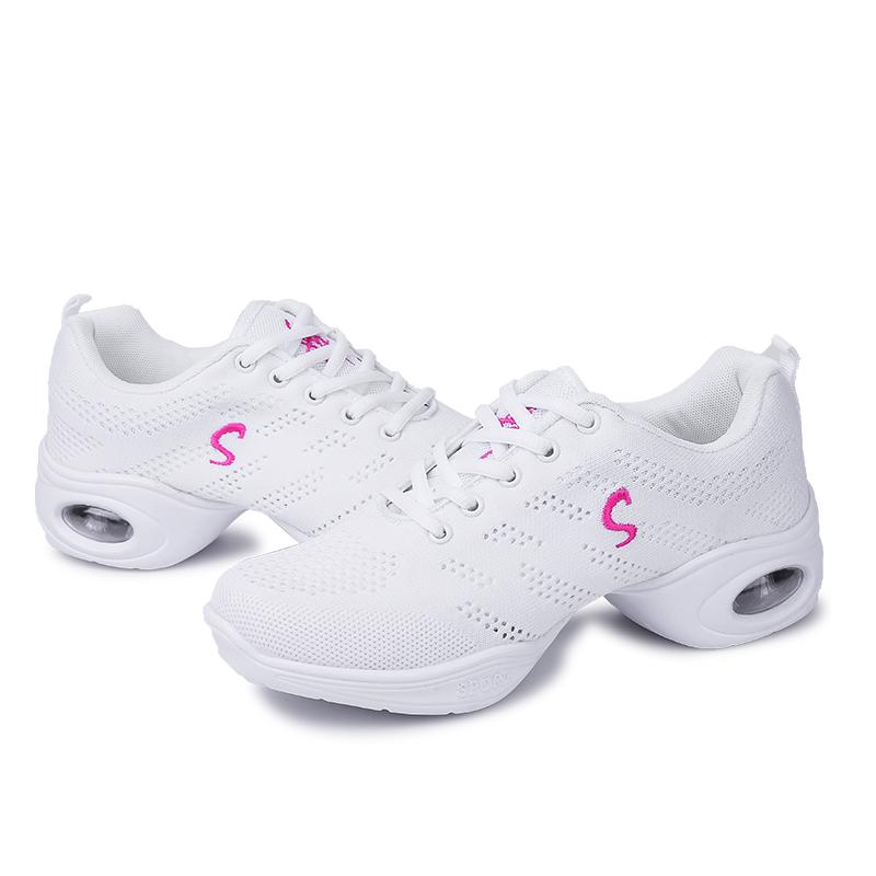 35-41 Туфли для современных танцев для женщин, сетка на мягкой подошве, вязаные, на среднем каблуке, балетные туфли для танцев, повседневная обувь