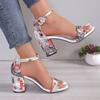 New 2024 Fashion Square Thick High Heels Sandals Shoes for Women Female Peep Toe Pumps Ladies Ankle Strap Platform Shoes Size 43