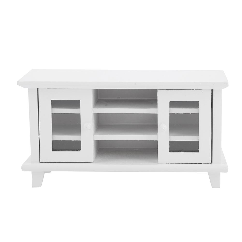 1:12 Scale Storage TV Cabinet ature Wooden Furniture Children Gift White