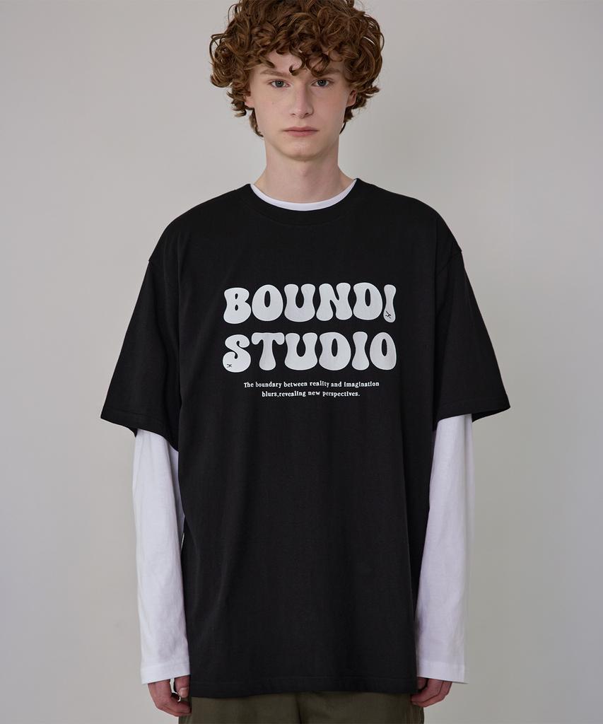 BOUNDARY Мягкая хлопковая оверсайз футболка с коротким рукавом Boundary Studio [Черный]