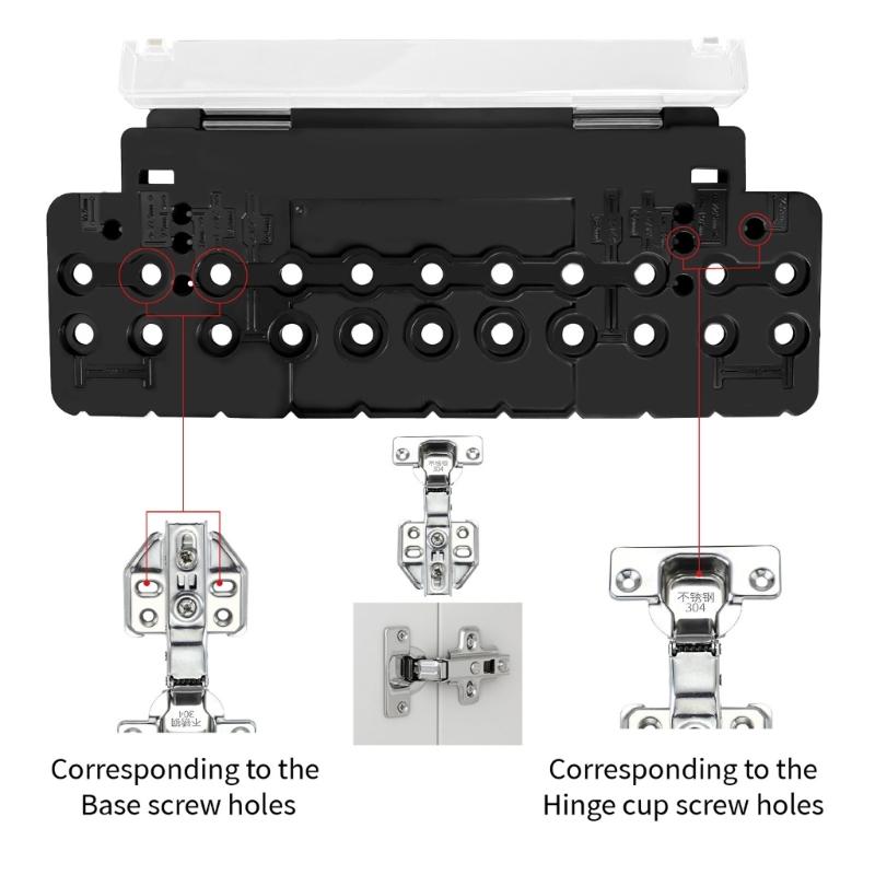 1/4Inch and 5mm Shelf Pin Drilling Jig Hinge Drilling Guide Template Tool Builtin Storage Compartment for Bit and Pin