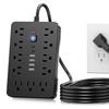 Сетевой фильтр 17-в-1 с 11 розетками, 6 портами USB, защита от перегрузки, ультратонкий