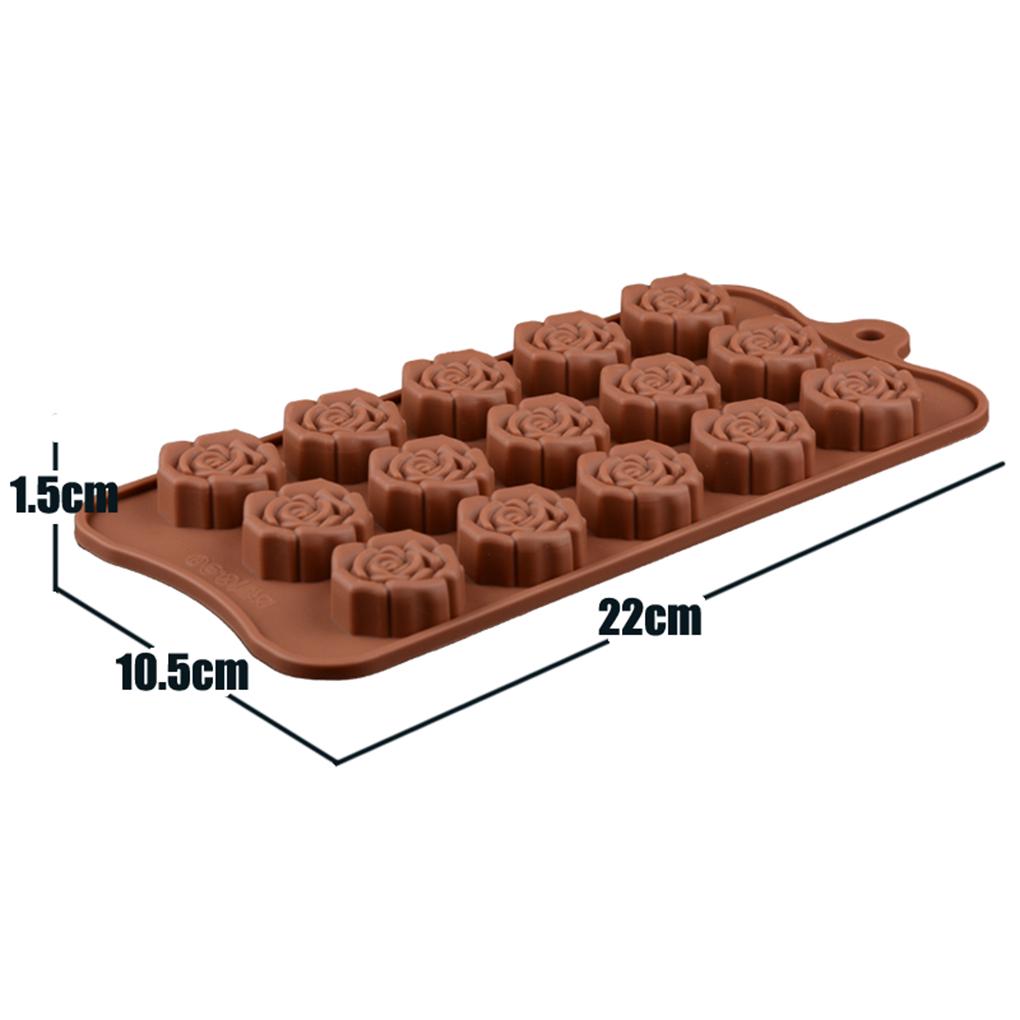 15-grid Silicone Chocolate Mold Reusable Rose Flower Shape Molds Cake DIY Crafting Handmade Kitchen Baking Mould for Biscuits