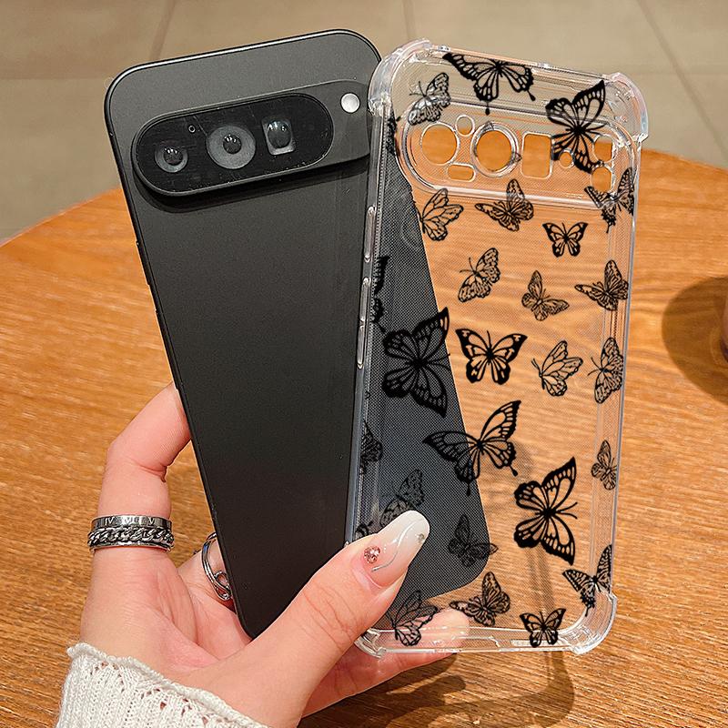 Butterfly Printed Clear TPU Phone Case For Google Pixel 9 Pro Pixel 9 Pro XL Soft Silicone Transparent Cover For Google Pixel 9A