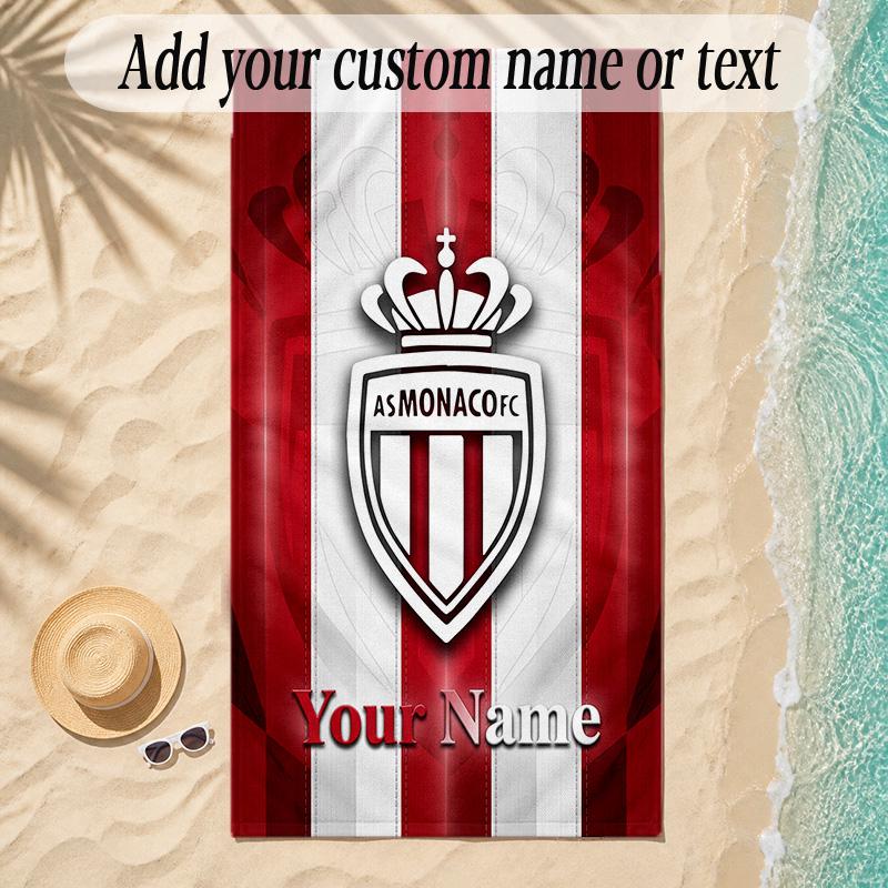 Beach TowelMonaco FC Custom Name Text Personalized Soft Towel for Beach Pool Indoor Home Decor Gift