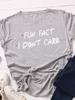 Интересный факт I Don't Care Letter Print Женская футболка с коротким рукавом и круглым вырезом Свободная женская футболка Женская футболка Топы Camisetas Mujer