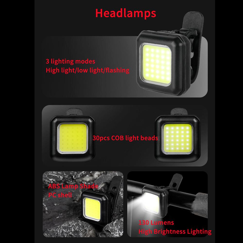 Bicycle Headlight and Tail Light Set Type-C Charging Night Riding Warning Light Suitable for Most Bikes