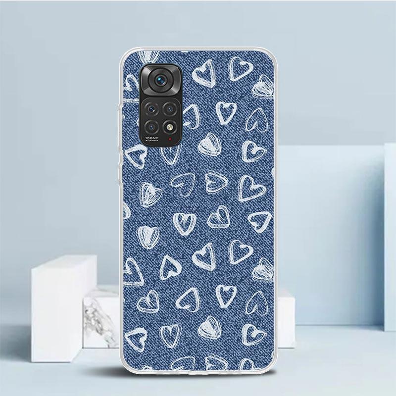 Джинсовый Ковбойский Деним Принт Чехол для Телефона Для Xiaomi Redmi Note 15 14 14S 13 12S 12 Pro Plus 11S 11 11T 11E 10S 10 + Мягкий ТПУ Задняя Сторона C