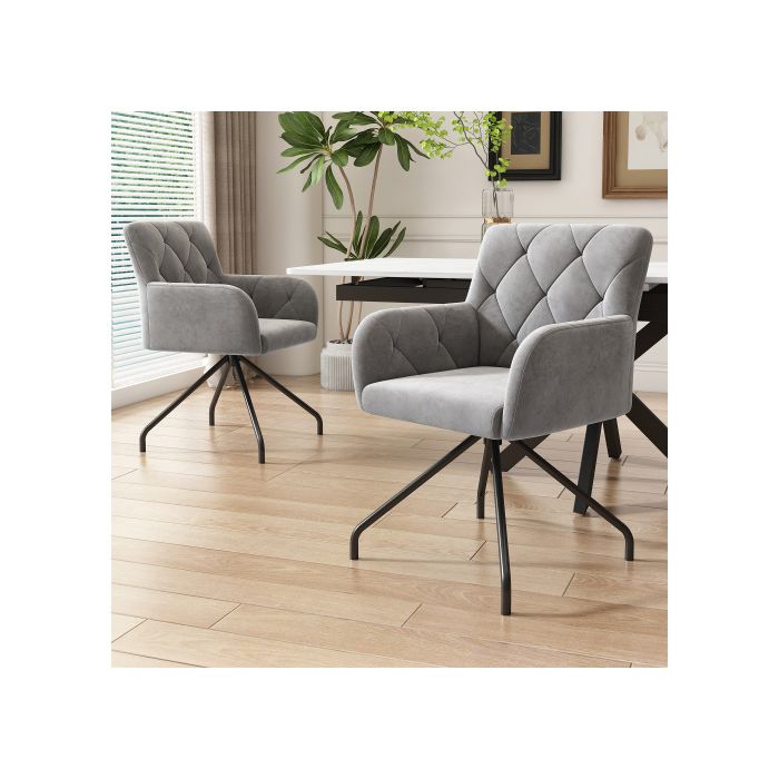 Ensemble de chaises - MUVOE - 6 chaises - Rembourrées - Métal - Gris clair