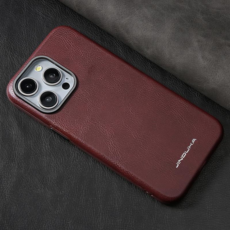 Для iPhone 16 15 14 Plus 13 12pro Max кожаный металлический кнопочный чехол для Magsafe Magnetic Wireless Charge Pc Hybird Pu Hard Case Cover