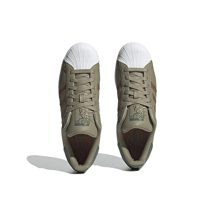 Adidas Оригинальные кроссовки Superstar Casual с низким верхом, унисекс, зеленый/коричневый, GY0012