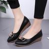 Office Lady Solid Color Large Size Pointed Toe Non-slip Pumps Women's Casual Versatile Low Thick Heel PU Shoes