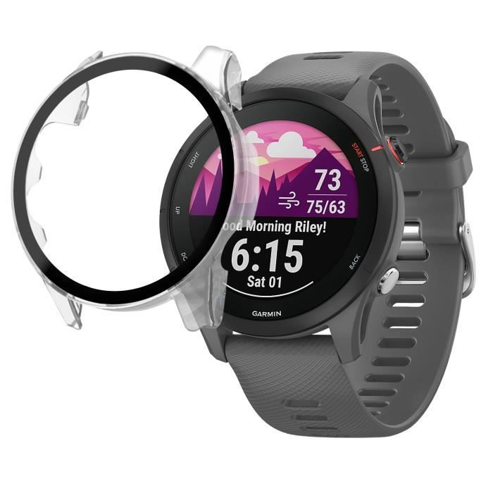 Чехол совместимый с Garmin Forerunner 255 - 255 Music - Жесткая защита прозрачный чехол закаленное стекло экран Phonillico®