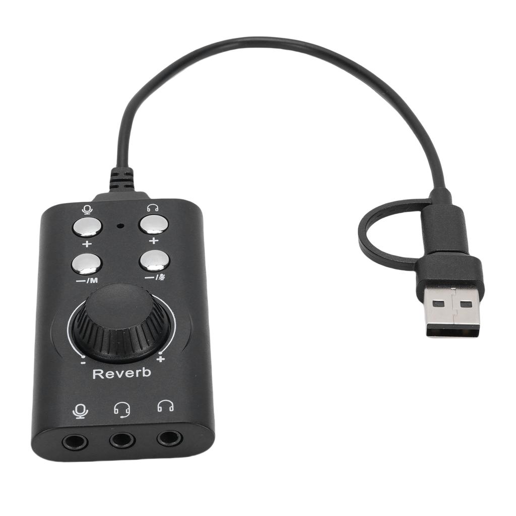 Внешняя звуковая карта USB Type C Адаптер для микрофона и наушников для ноутбука телефона Изменитель голоса Plug and Play