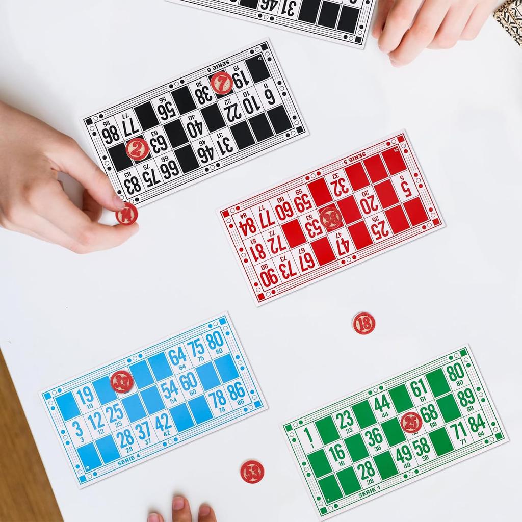 Русское лото Настольные игры Семейный набор для игры в бинго из 48 карточек для бинго и 90 деревянных фишек, Отлично подходит для взрослых, детей, семейного игрового вечера, Хэллоуина,