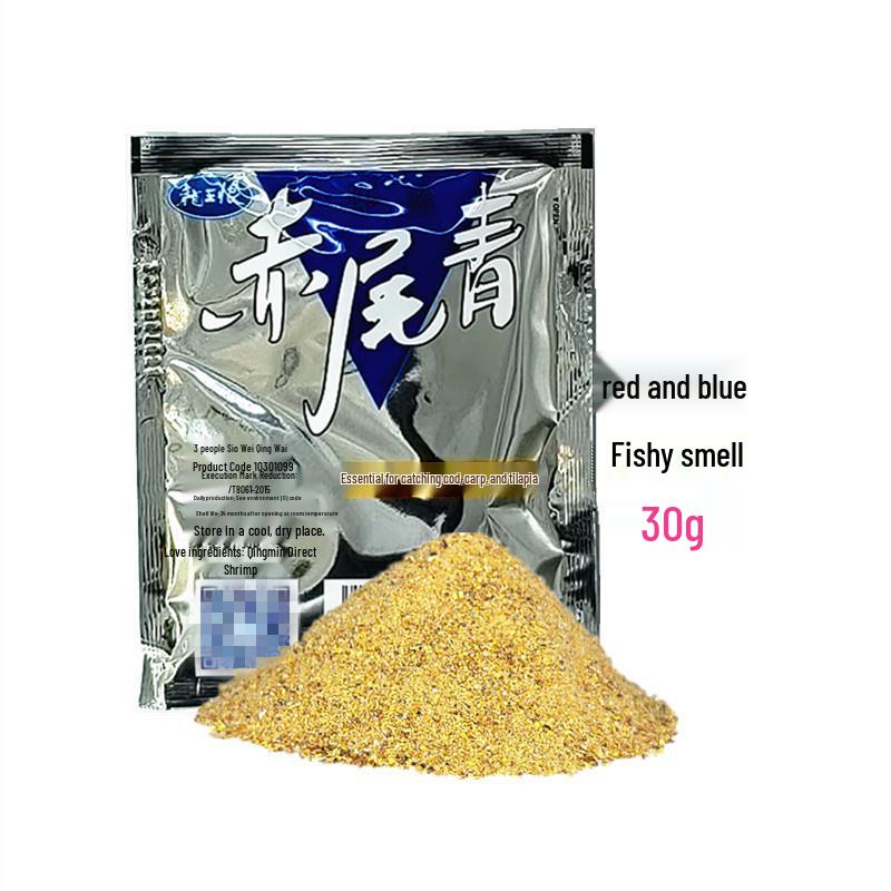 Порошковая прикормка Dragon King Red Tail Shrimp - 30 г, Аромат рыбы, Идеально для карася, белого амура и леща.