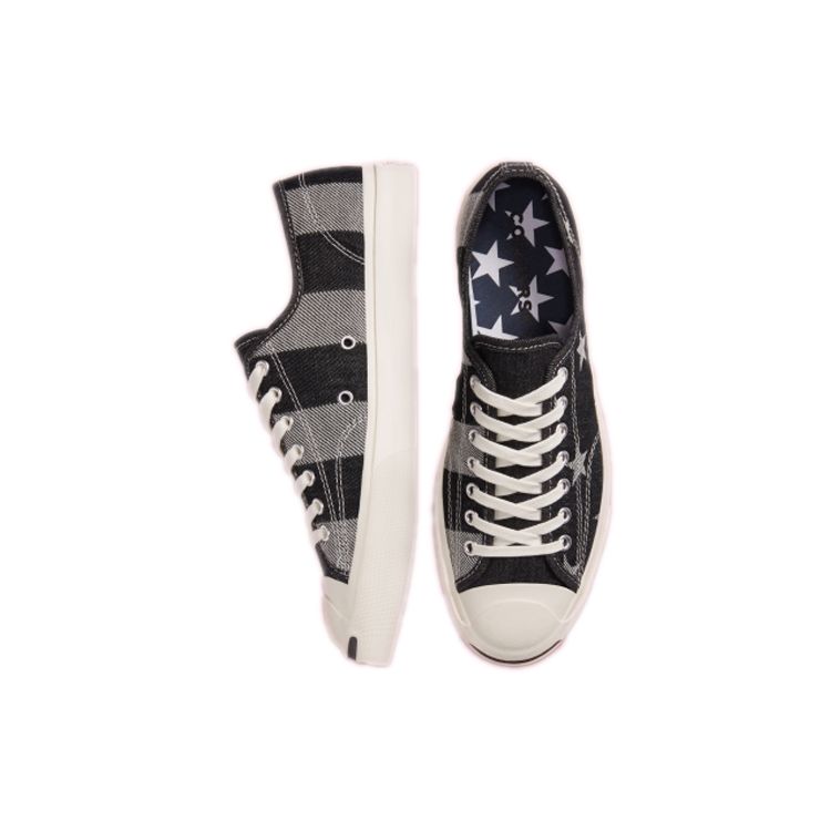Converse Jack Purcell Open Smile Полосатые Простые Универсальные Низкие парусиновые кеды Унисекс Кроссовки Черный Серый 167830C