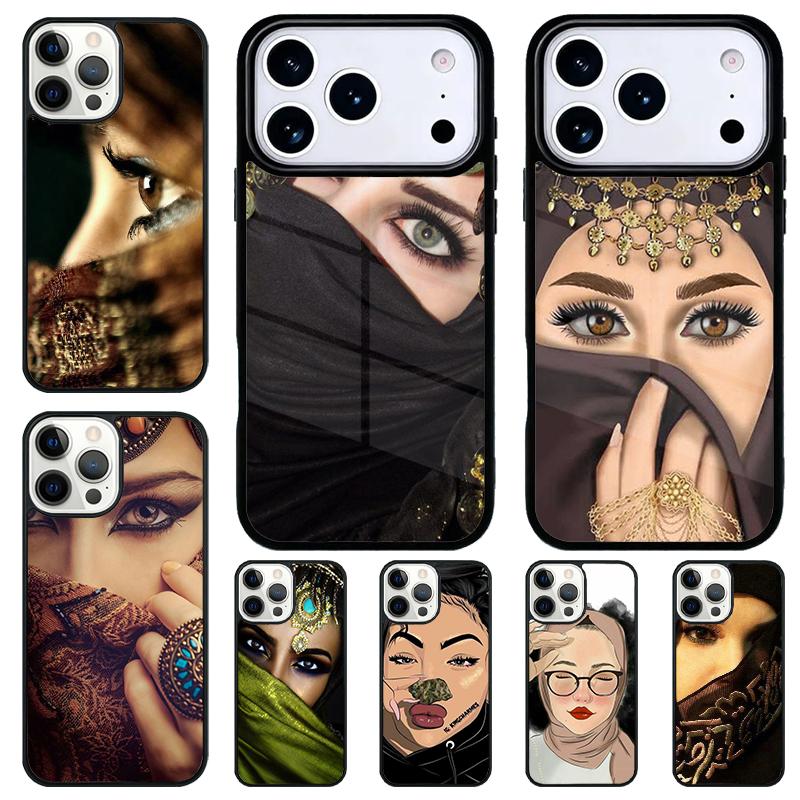 Исламский Хиджаб Девушка Глаз Королева Чехол для Телефона для iPhone 17 Air 16 15 11 12 14 13 Pro Max Ударопрочный Чехол