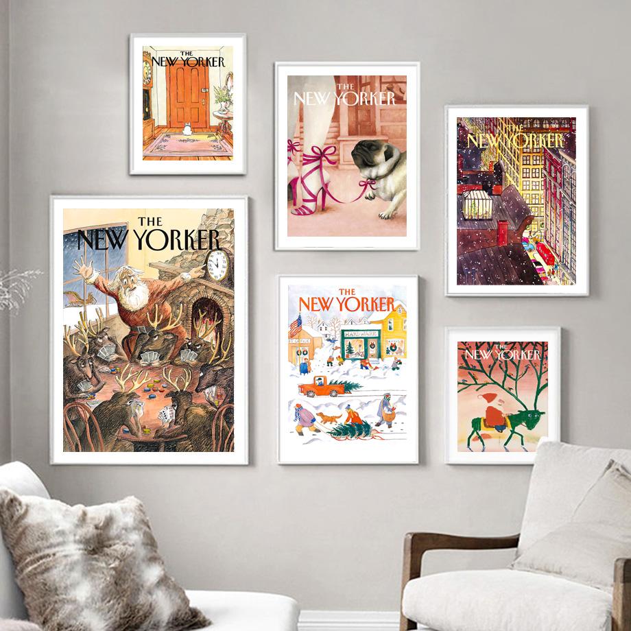 Рождество Санта-Клаус конфеты винтажная обложка журнала настенное искусство холст картины постеры и принты настенные картины для декора спальни без рамки