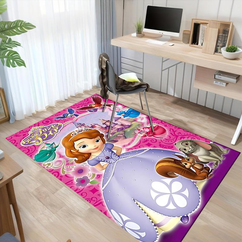 Princess Sofia'S Kingdom Carpet For Playroom Bedroom Living Room Sofa Home Decorkids Game Area Rug Nonslip Floor Mat