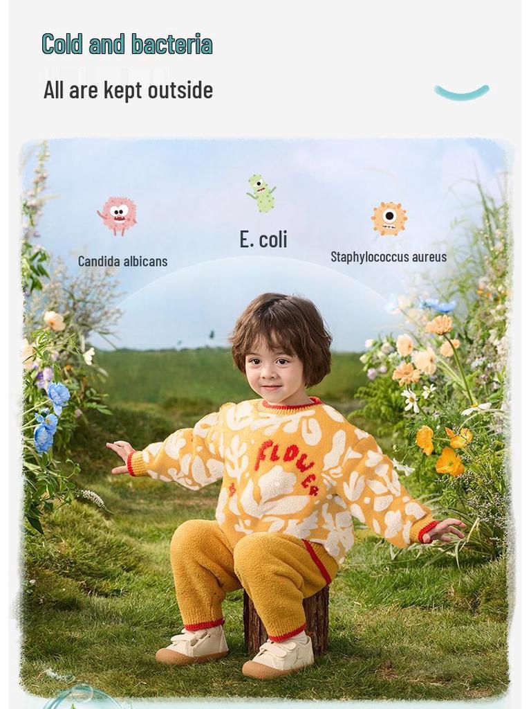 IBaby Детский британский комплект домашней одежды из очень пушистой пряжи минки с перьями - Осень/Зима