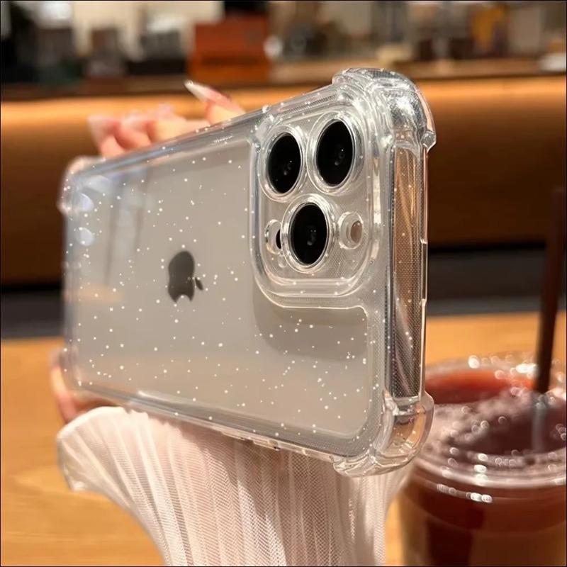 Роскошный прозрачный чехол с блестками для iPhone 17 Air 6 15 14 13 12 11 17 Pro Max Противоударный прозрачный силиконовый мягкий чехол