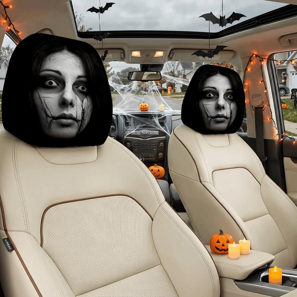 2PCS Elastic Halloween Car Headrest Covers Auto Interior Decoration Cover Decoration