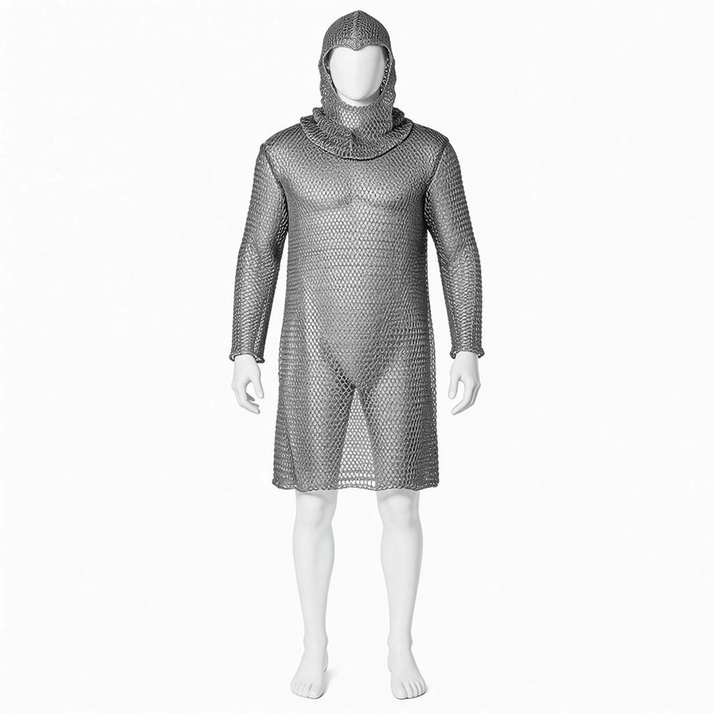 Popular medieval chain mail red knight cos costume halloween cosplay robe set performance costume