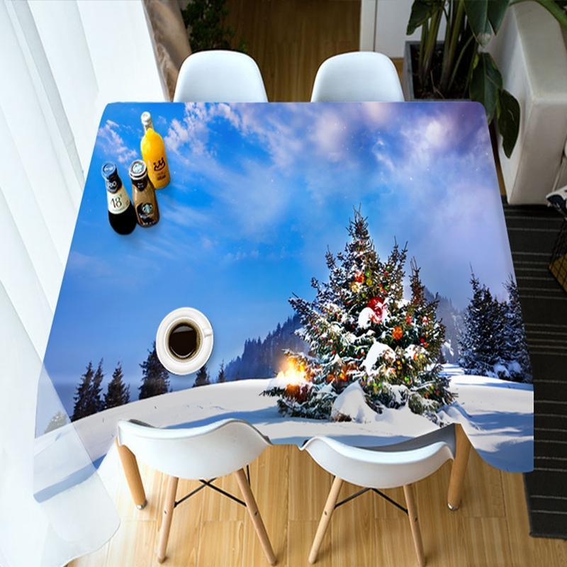 Скандинавский стиль Снежная Рождественская елка Узор Прямоугольная Круглая Мягкая Утолщенная Хлопковая Праздничная Скатерть Пылезащитный Чехол Полотенце