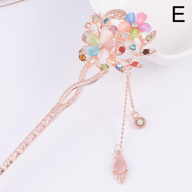 1PC Hair Sticks Rhinestones Crystal Flowers Women Headdress Elegant Hairpins Headwear Hair Jewelry Hair Clip