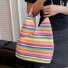 Летняя радужная соломенная сумка Женская сумка 2025 Новая Большая вместимость Плетеная сумка-тоут под мышкой Пляжная сумка для морского курорта Сумка через плечо