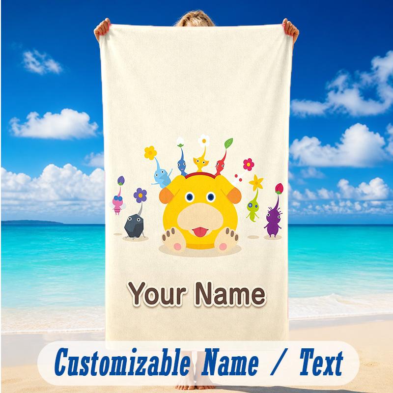Beach Towel Custom Name Text, Quick Dry Large Towel For Beach HomePikmin
