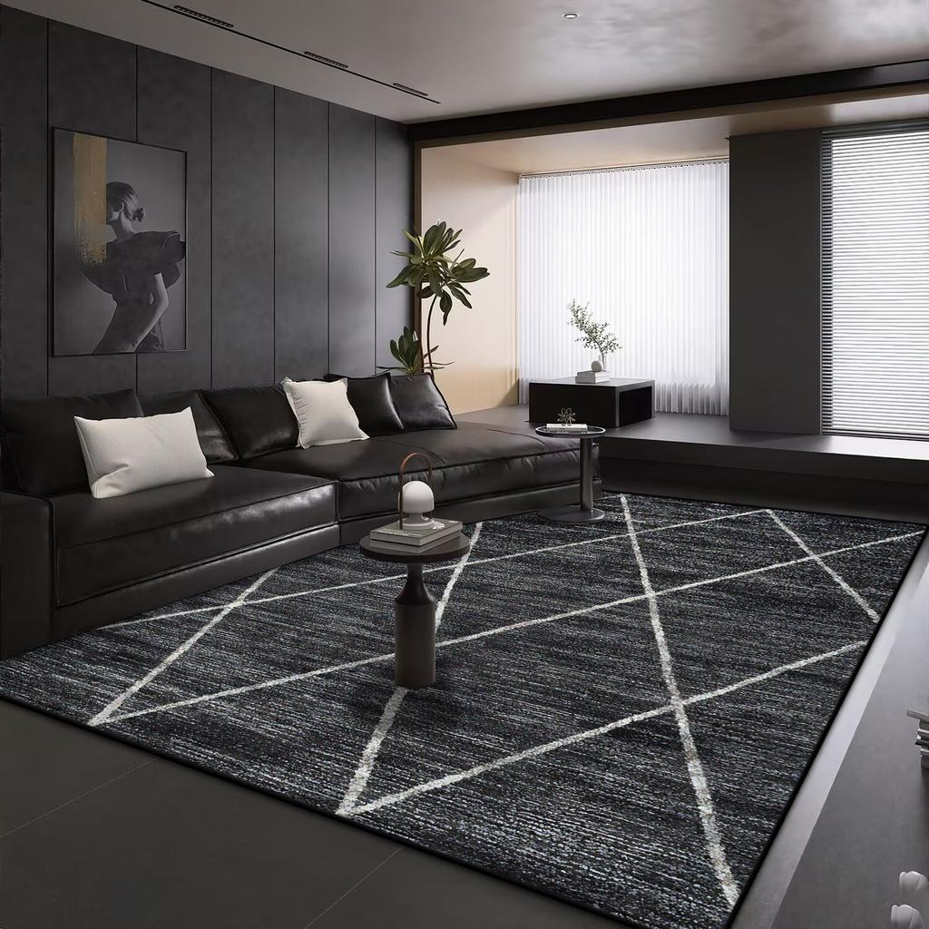 Modern Geometry Large Living Room Carpet Black Decoration Home Carpets Non-slip Rugs for Bedroom Decor Lounge Sofa Floor Mat