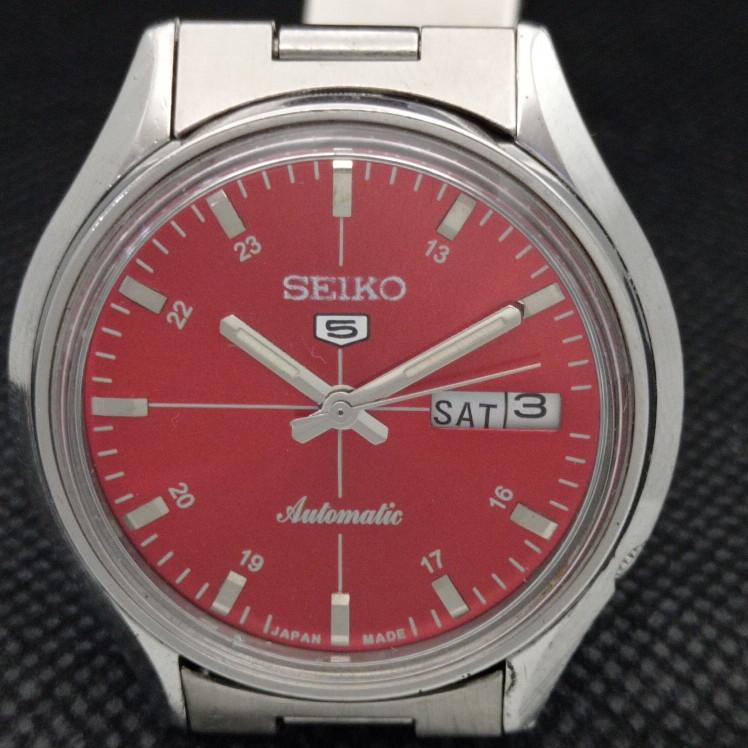 Б/У винтажные часы SEIKO 5 AUTOMATIC 6319A JAPAN MENS D/D RED 608d-a315619-2