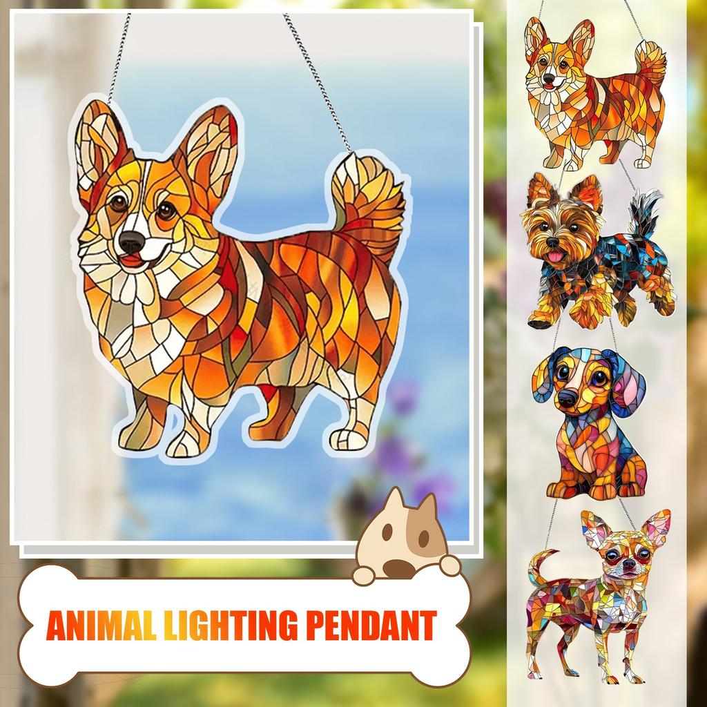 Small Animal Acrylic Sun Catchers Flat Pendant, Home Outdoor Garden Courtyard Hanging Decoration Ornaments