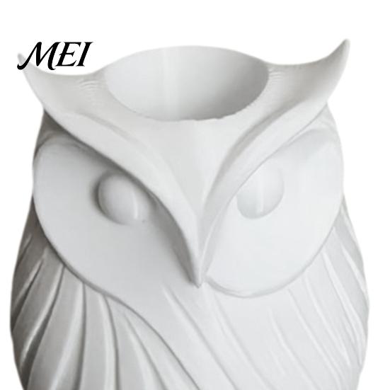 Three-dimensional Owl Decor 3D Printed Pen Holder, 2 in 1 Flower Vase Decorative Holder Desk Organizer, Cute Plastic Makeup Brush Home Office