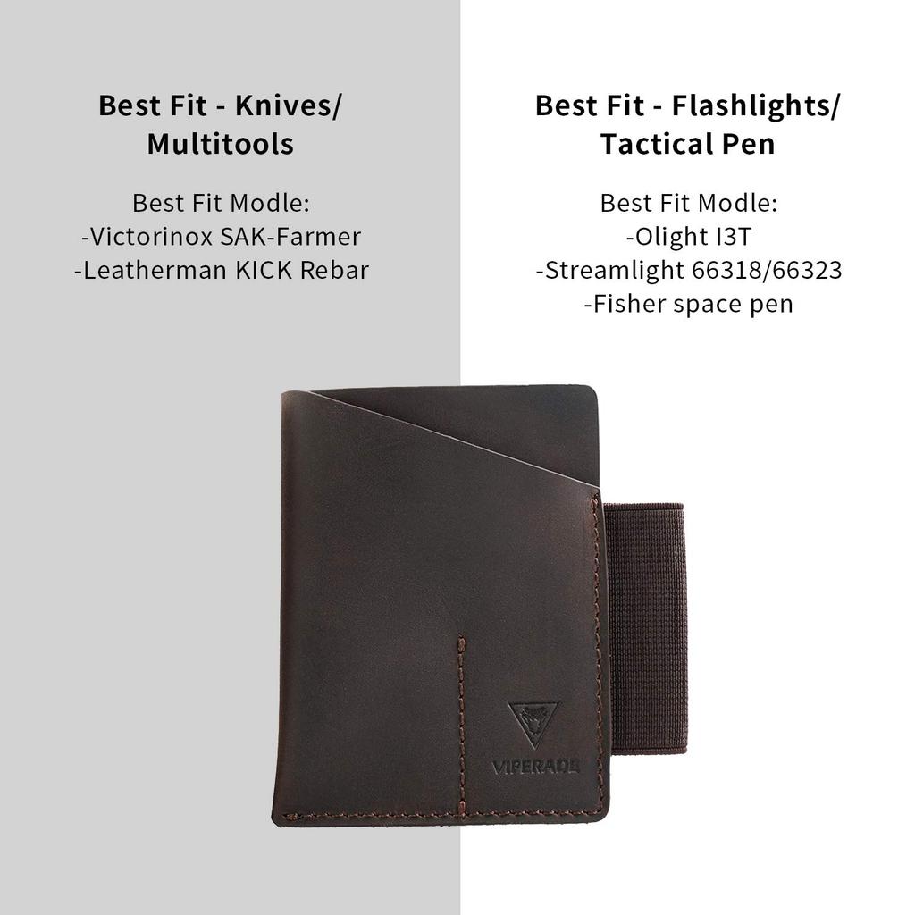VIPERADE PJ12 Маленький кожаный карманный органайзер для EDC мини-кармана, двойной карманный кожаный органайзер для ножей, кожаная кобура для фонарика с