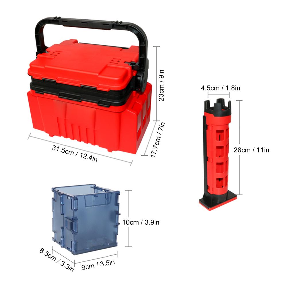 Fishing Box Travel Fishing Case Box with Bottle Holder and Rod Stands Tubes