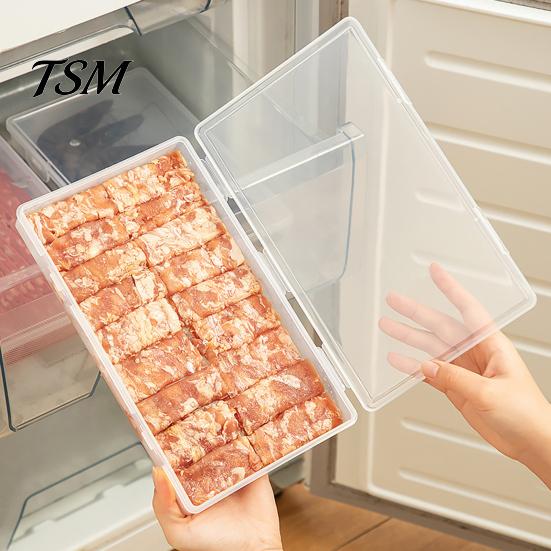Freezer Organizer Box Refrigerator Storage with Lid Food Grade Transparent Frozing Meat Container Large Capacity Multi-function Vegetable Fruit