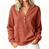 2026 Fall Winter Solid Button Pocket Long Sleeve Hoodie Women Casual Fashion Sweatshirt