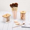 3pcs Bathroom Organizer Accessories Set Qtips Holder Storage with Clear Plastic Lids, Swabs Dispenser, Container Jar