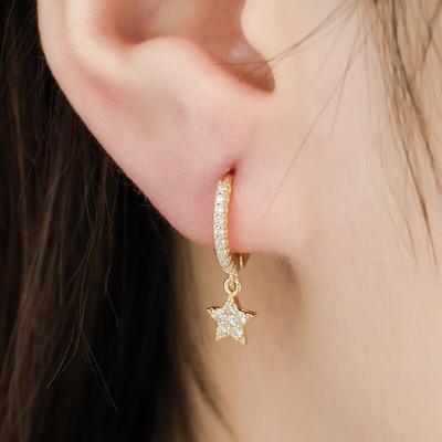 Изящные серьги-кольца из стерлингового серебра 925 пробы с кубическим цирконием и звездами для женщин, модные серьги золотого цвета, ювелирные изделия, оптовая продажа, подарки S-E1132