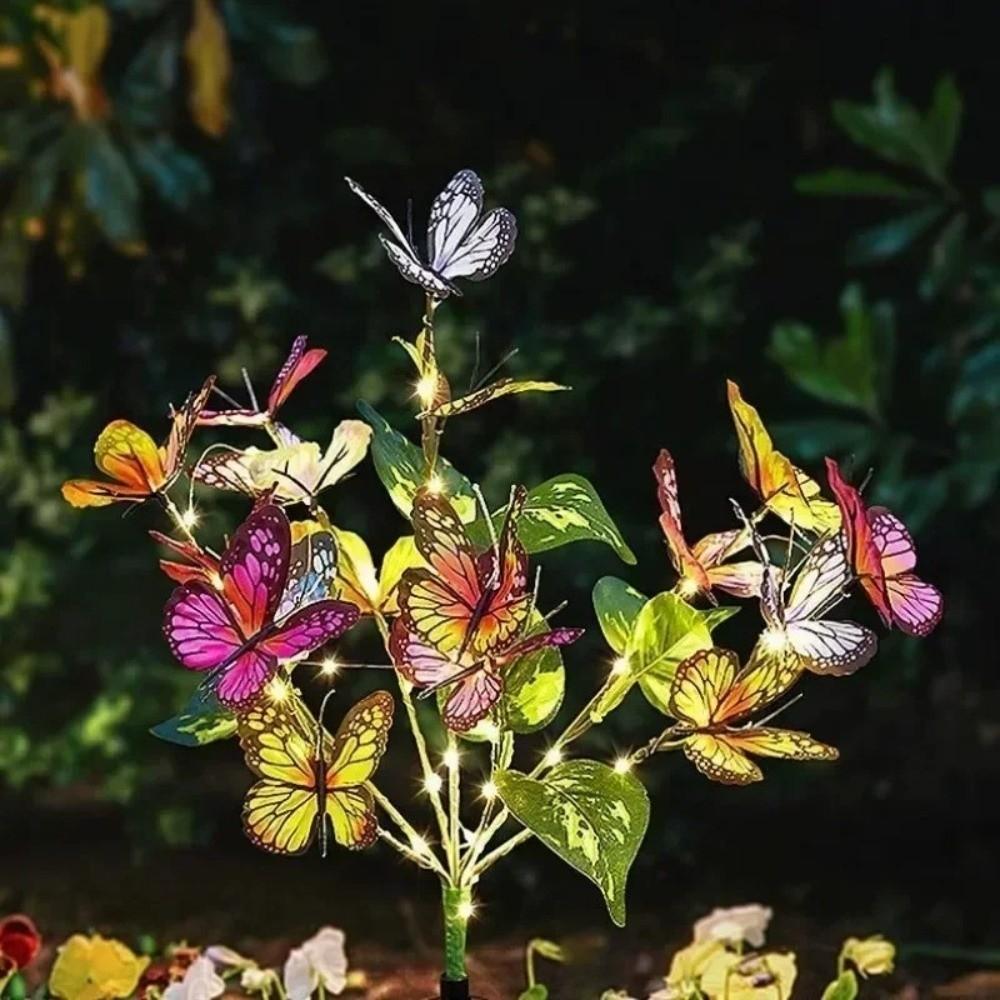 Водонепроницаемый светодиодный светильник в виде дерева с бабочками на солнечной батарее, гирлянды, новое ландшафтное освещение, дом, сад