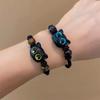 Cute Cat Couple Bracelet Imitation Wood Crystal Braided Children Bracelet Fashion Zircon Trendy Accessories