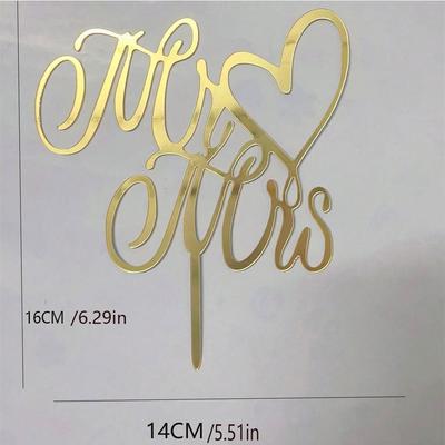 3 шт. MR&MRS Золотой Топпер для Торта Сердце Акриловый Декор для Выпечки Тортов Свадьба Помолвка Вечеринка Подарки