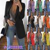 Plus Size S-5XL Long Sleeve Open Front Solid Color V-neck Loose Leisure Tops Blazers Women's Casual Oversized Long Blazer Cardigan Jackets Coat
